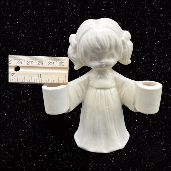 Vintage Made in Japan Girl Candle Holder CandleStick Ceramic 5”T 4.5”T - Picture 7 of 9